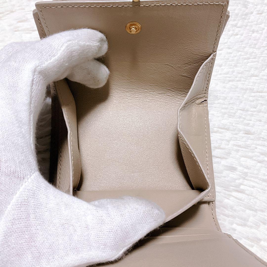 ♡付属品完備♡イヴサンローラン 三つ折り財布 YSL キャビアスキン ベージュ