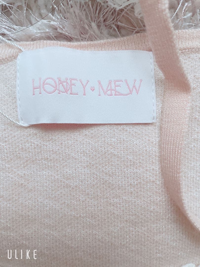 HONEY MEWハニーミュウ レースチョーカー付き千鳥柄トップス ピンク