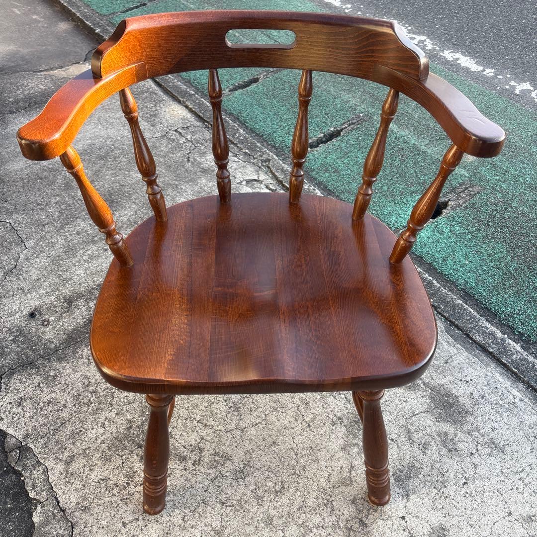 飛騨産業 キツツキ アームチェア 持ち手 ろくろ脚 ヴィンテージ②