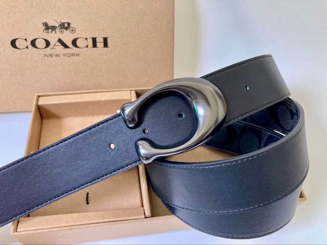 SALE♪コーチ　新品　リバーシブル　シグネチャー　バックル回転　社会人　紳士