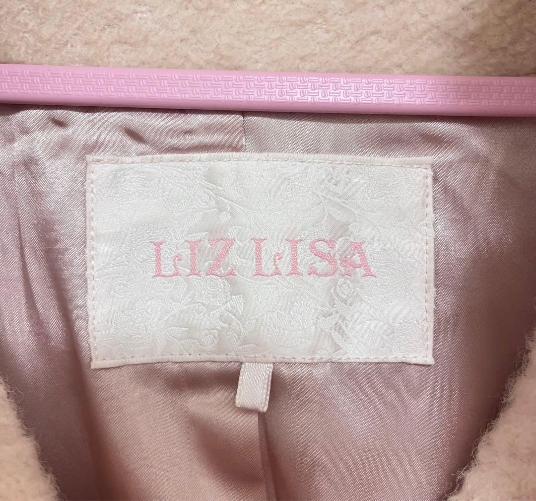 リズリサ LIZLISA ビジューリボンミニ丈Aラインコート ピンク