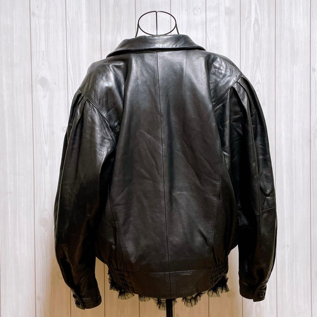 羊革 本革 革ジャン ジャケット 黒 平成ギャル y2k グランジ ヴィンテージ