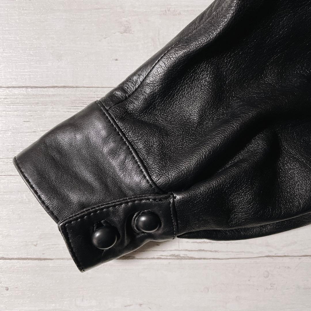 羊革 本革 革ジャン ジャケット 黒 平成ギャル y2k グランジ ヴィンテージ