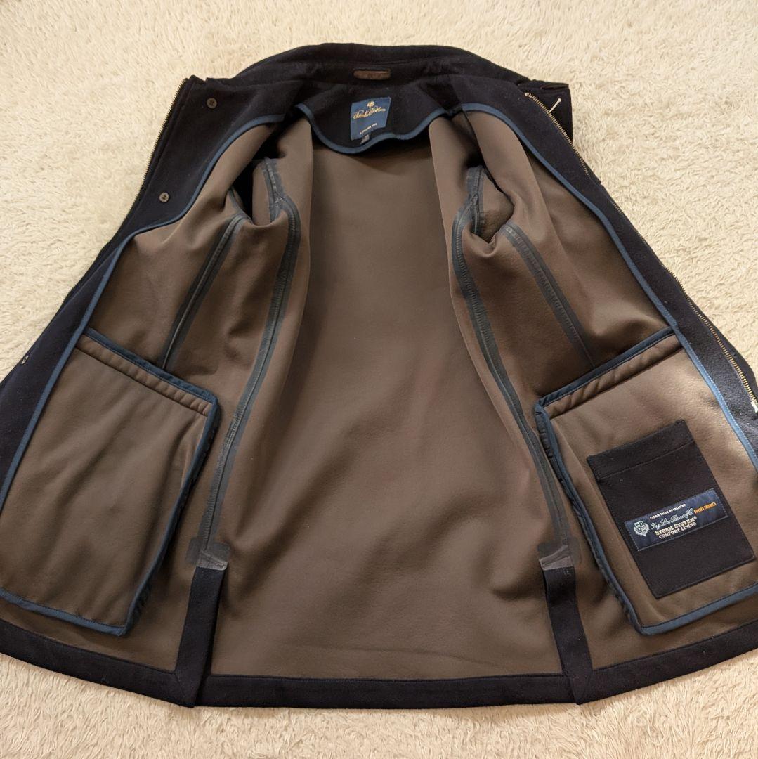 ブルックスブラザーズ　ロロピアーナ　ネイビー ステンカラーコート ウールコート