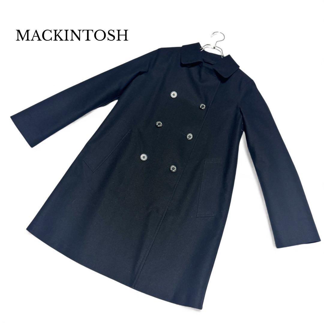 【極美品】MACKINTOSH ゴム引 トレンチコート ブラック 34