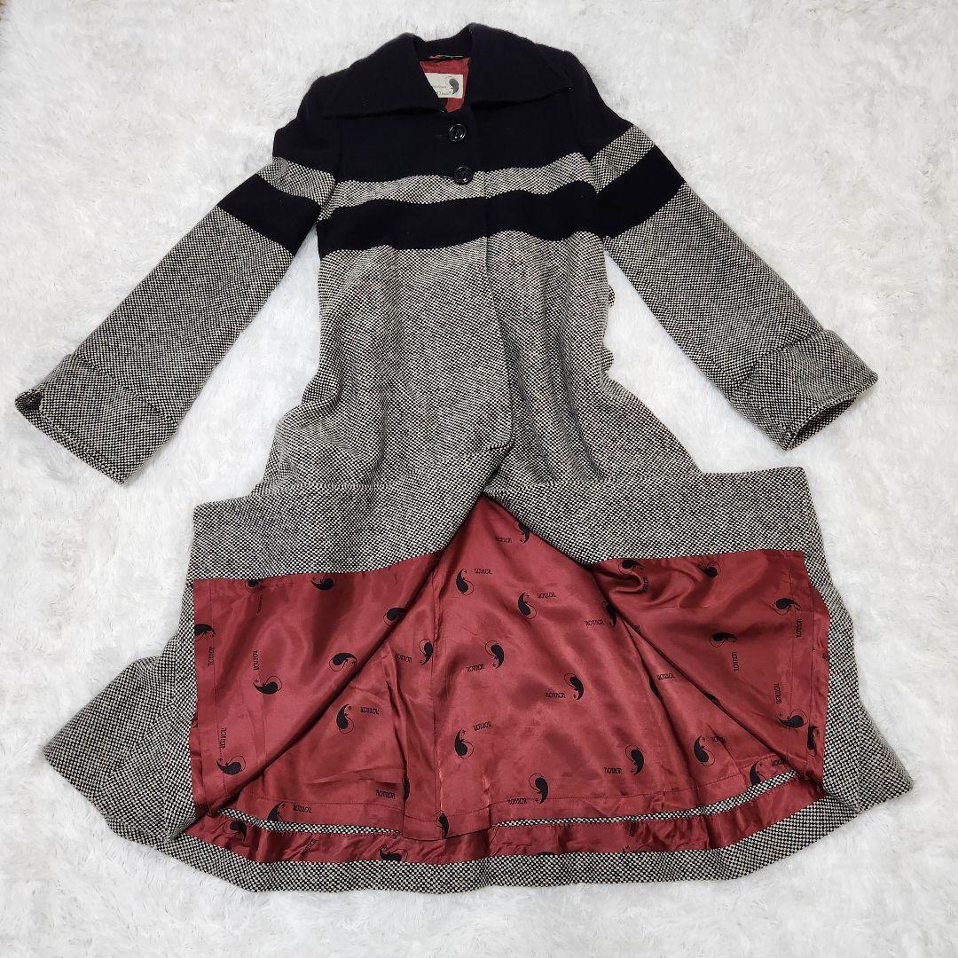 TOKYO NONNON ノンノン ロングコート ウールコート チェック 総柄