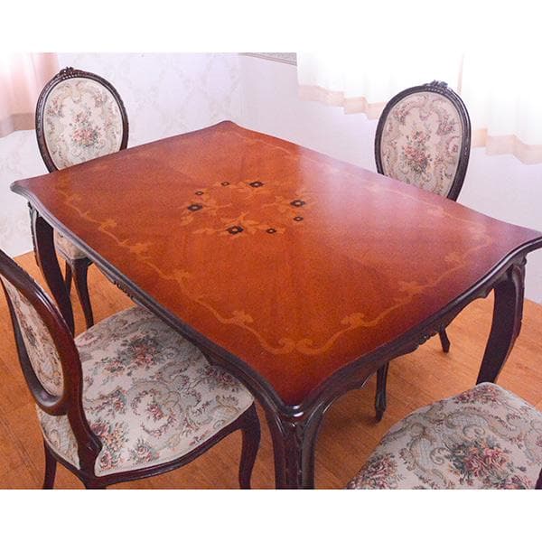 新品　マホガニー テーブル 食卓机 四角 花柄　135cm 保護カバーサービス中