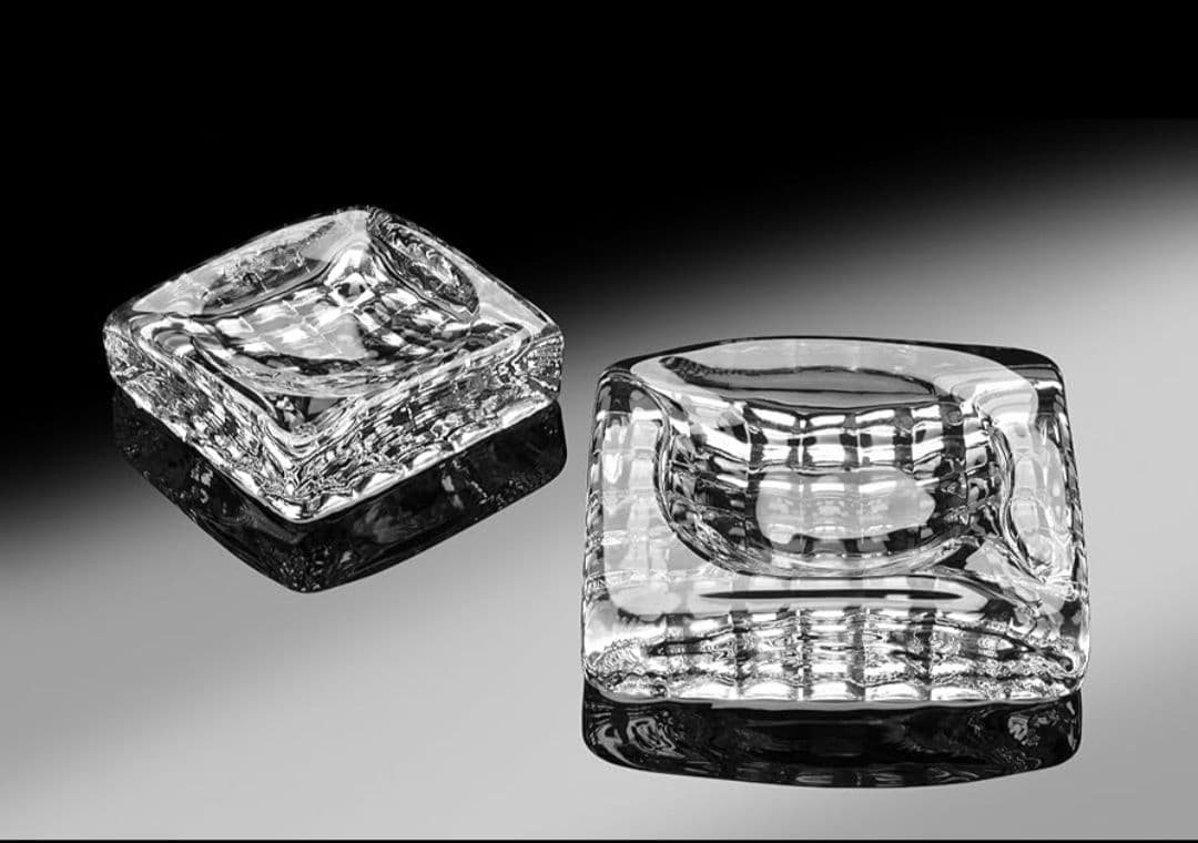 ペア IVV社 高級 イタリアハンドメイド クリスタル スクエア 花器