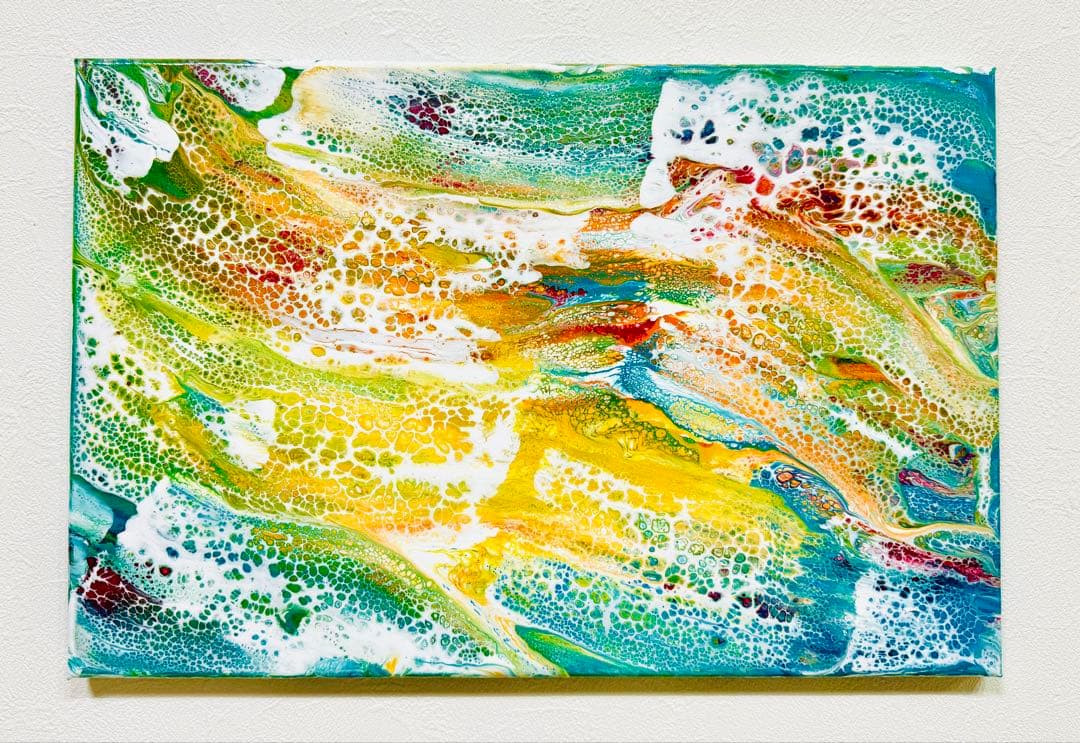 原画　アクリル画　波　光アート 作品名 【 瑞波 -Zuiha- 】