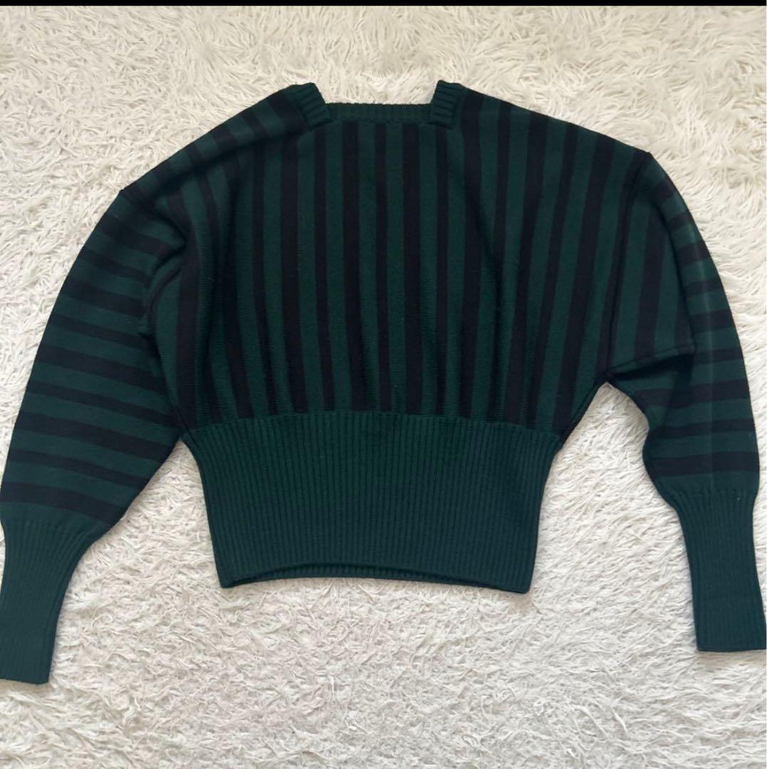 S*Q様 MARNI ダークグリーン ブラック ストライプ ニットM
