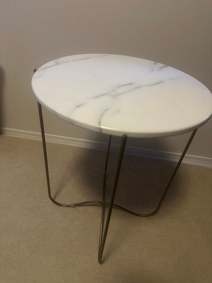 ZARA  大理石調サイドテーブル 丸 直径41.5 ゴールド脚