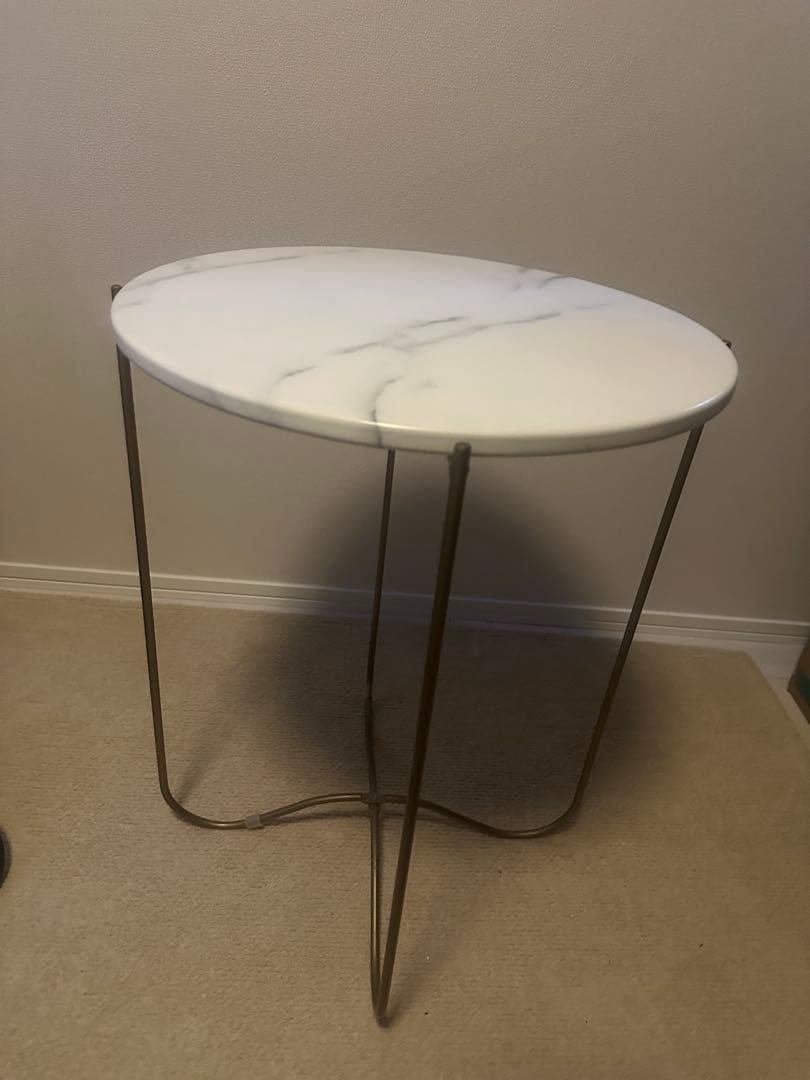 ZARA  大理石調サイドテーブル 丸 直径41.5 ゴールド脚