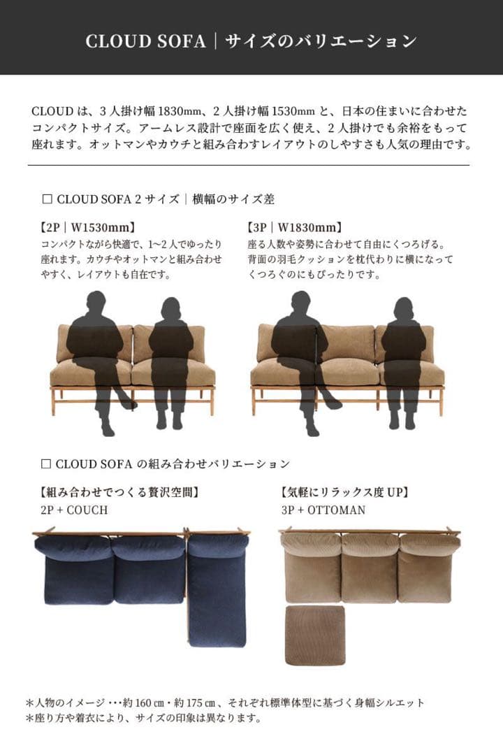 美品MOMO NATURAL [PICK UP] CLOUD SOFA | 3P
