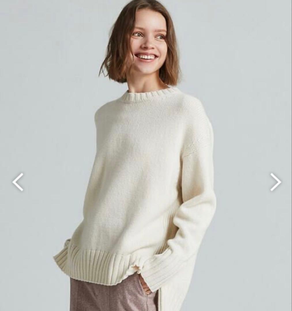 ラムカシミヤクルーネックプルオーバー　ホワイト　MACPHEE トゥモローランド