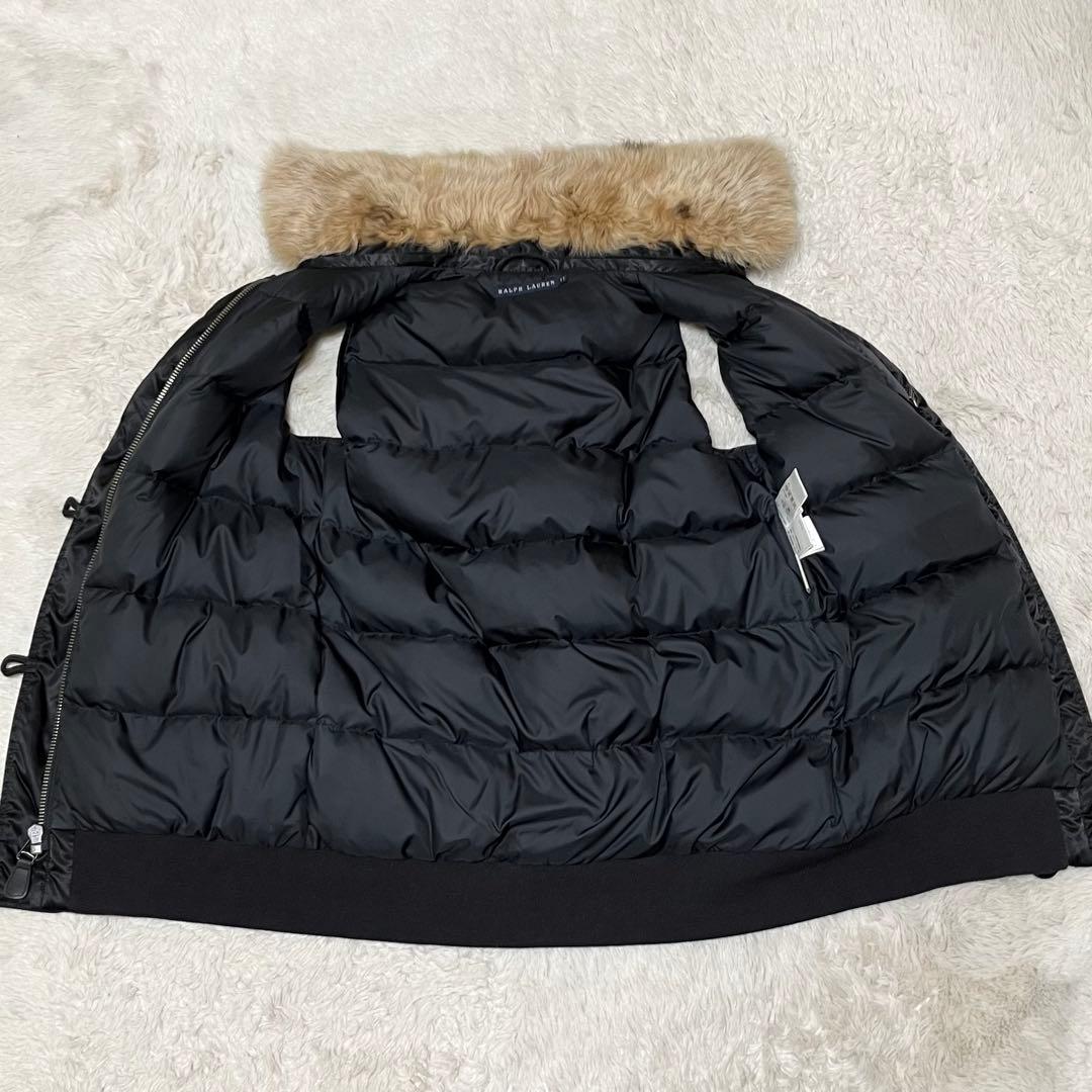 美品　ラルフローレン　キルティング　ダウン　ベスト　黒　ファー　11 L