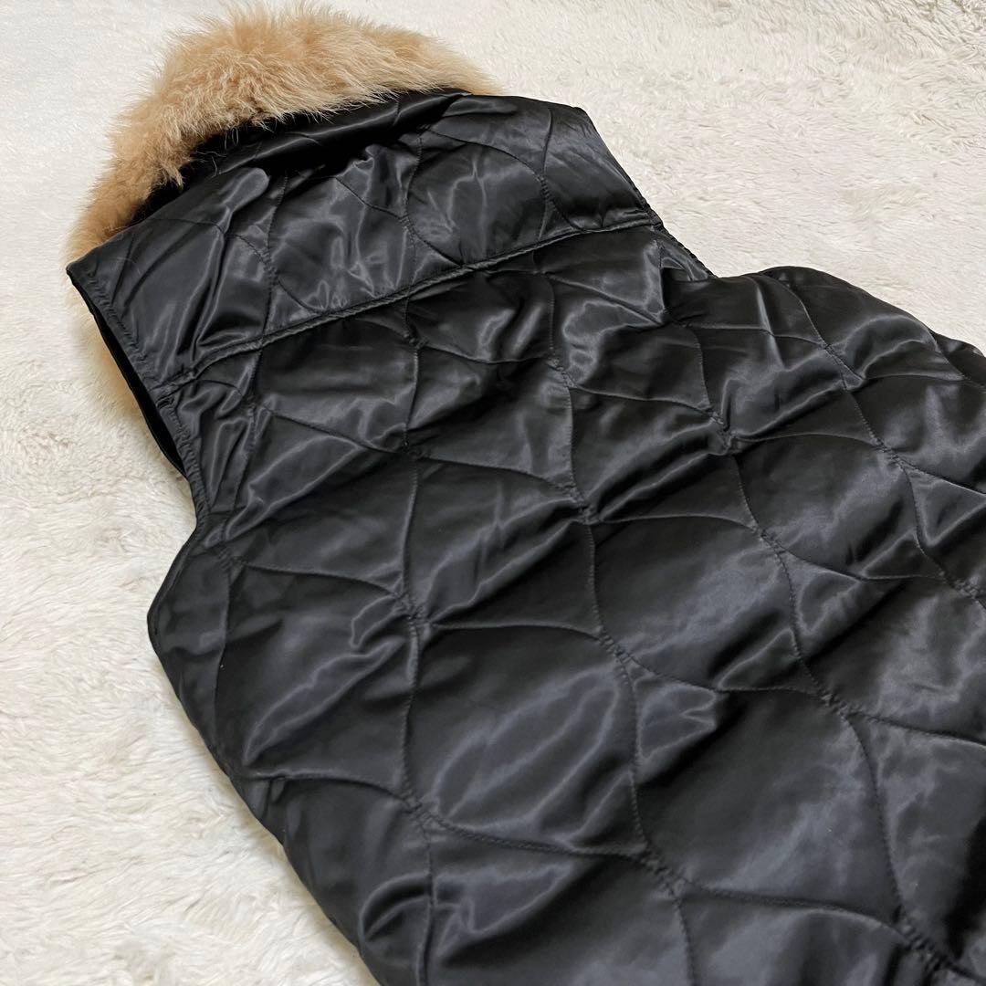 美品　ラルフローレン　キルティング　ダウン　ベスト　黒　ファー　11 L