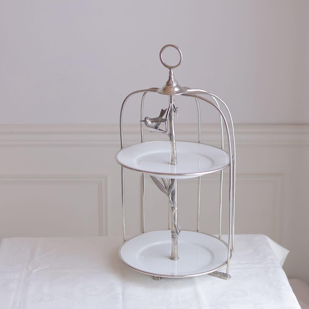 アトリエジュンコ　2段式ケーキスタンド 鳥カゴのデザイン　サラグレース