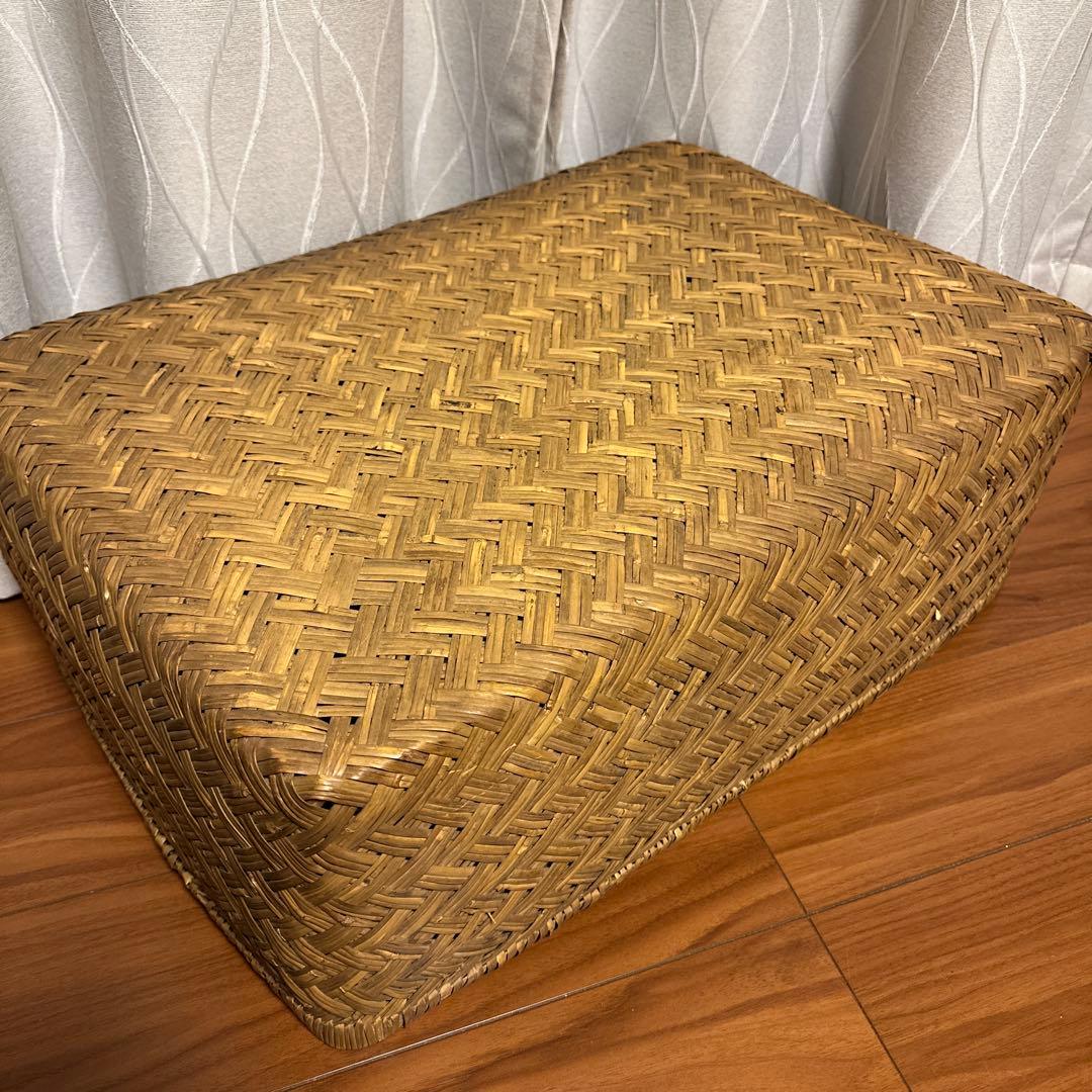 竹籠　竹行李　古道具　アンティーク　竹籠　収納　カゴ　昭和レトロ　長方形