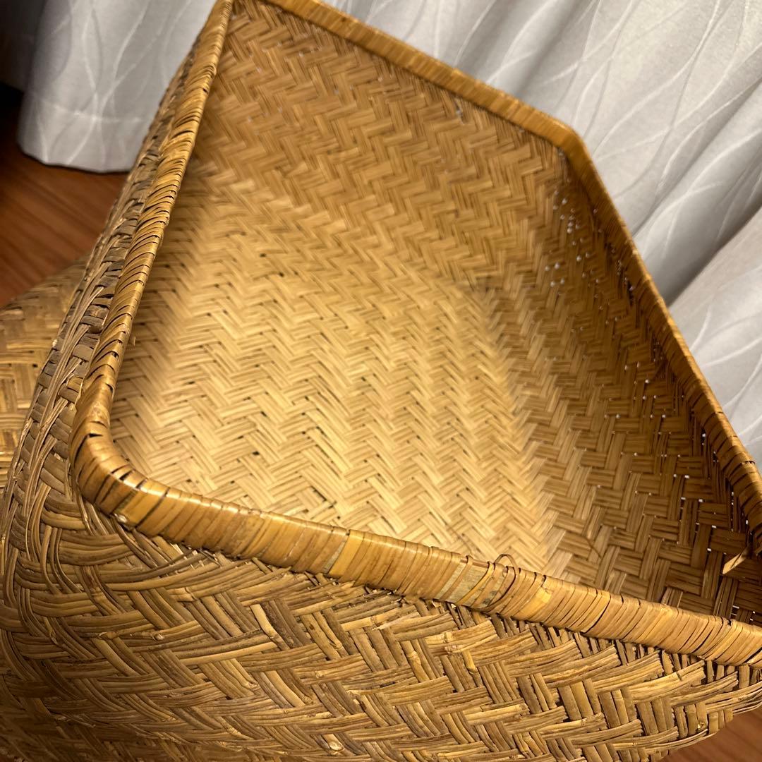 竹籠　竹行李　古道具　アンティーク　竹籠　収納　カゴ　昭和レトロ　長方形
