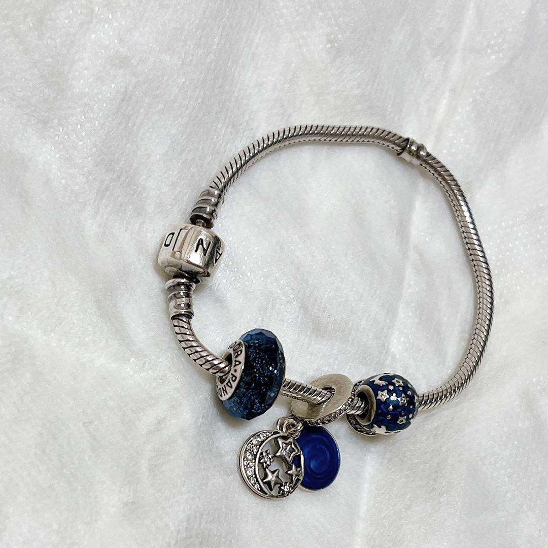 PANDORA ブレスレット　チャーム　シルバー　青　星