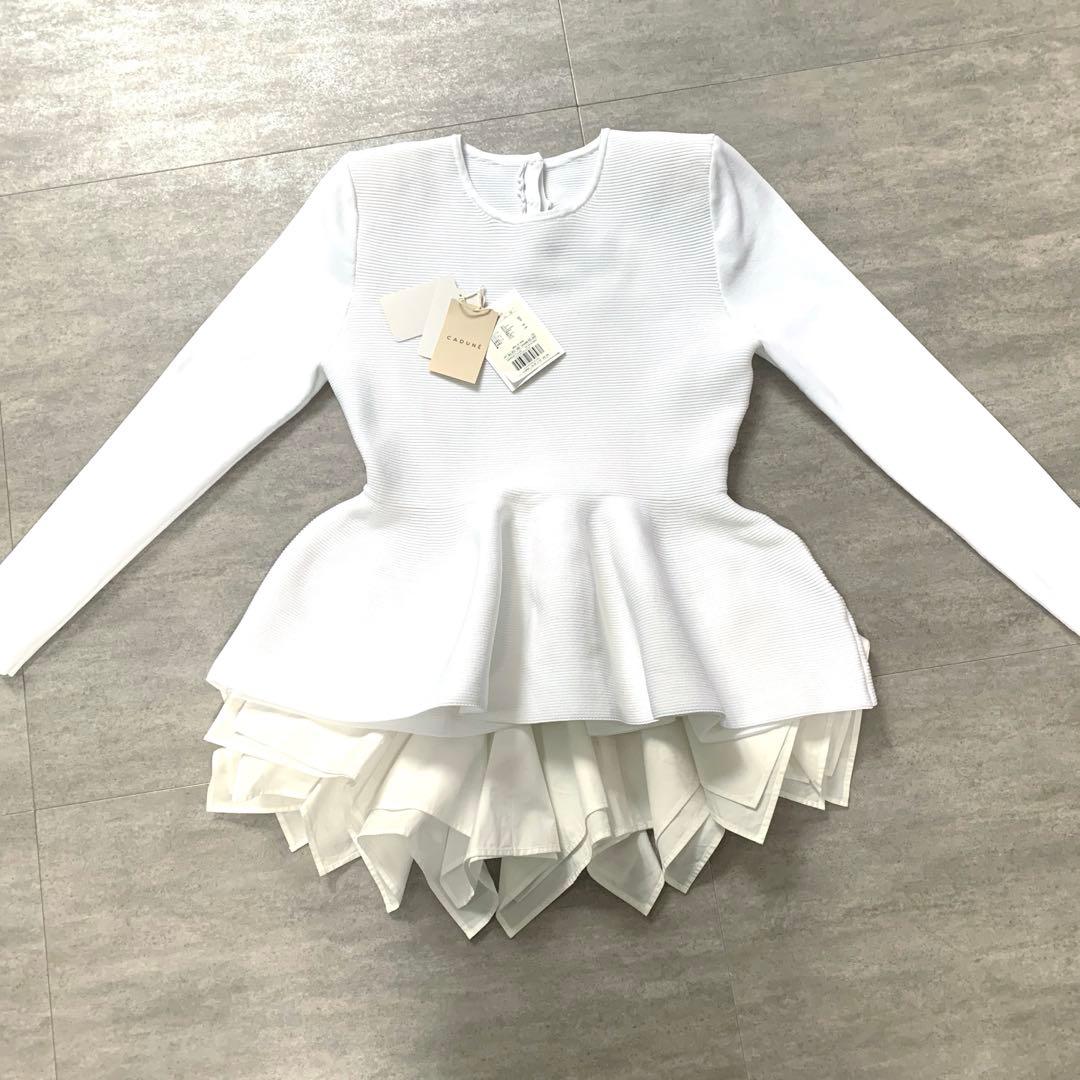 CADUNE 神崎恵コラボペプラムニットS ホワイト