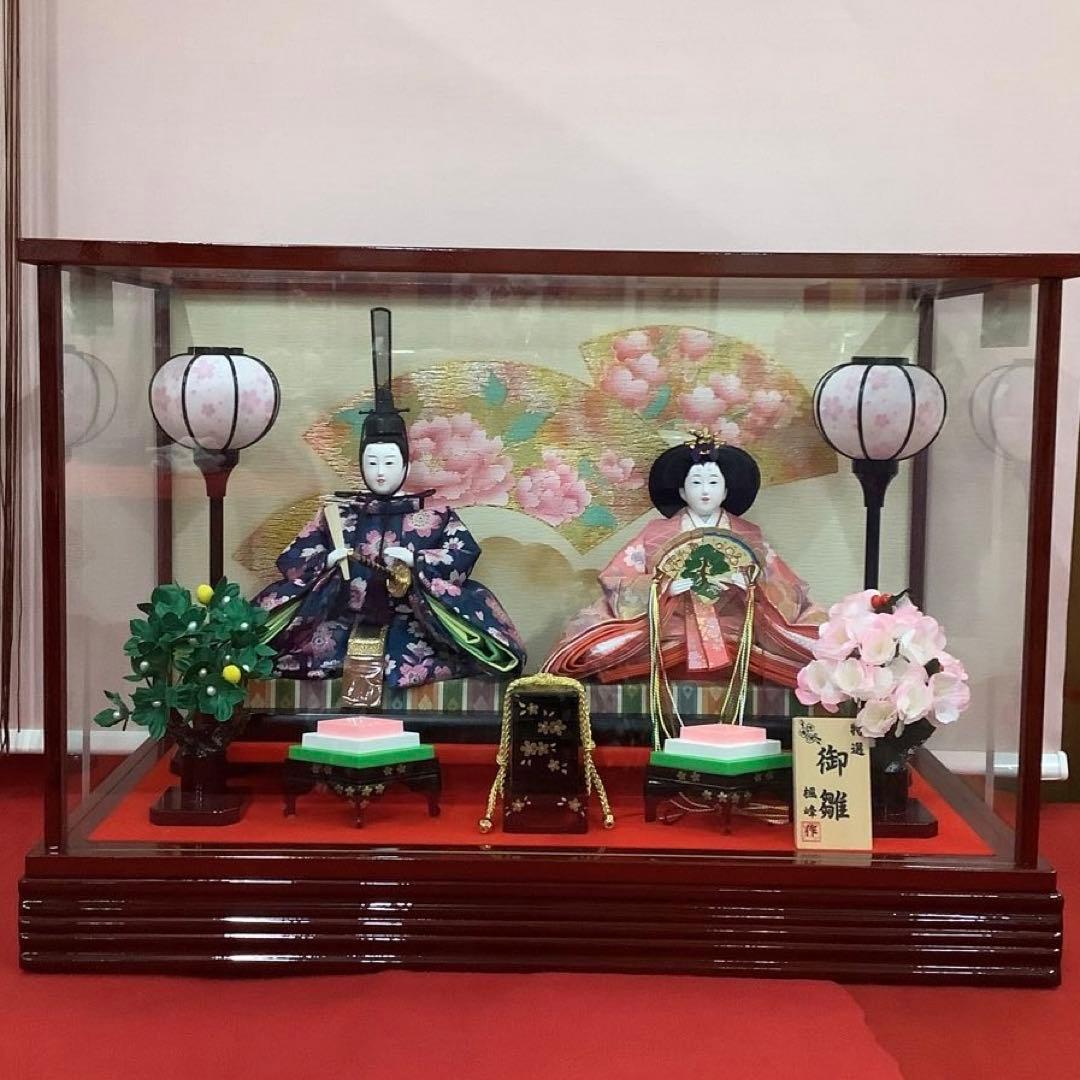 雛人形　ケース親王飾り　楓峰作　紅塗木製ケース