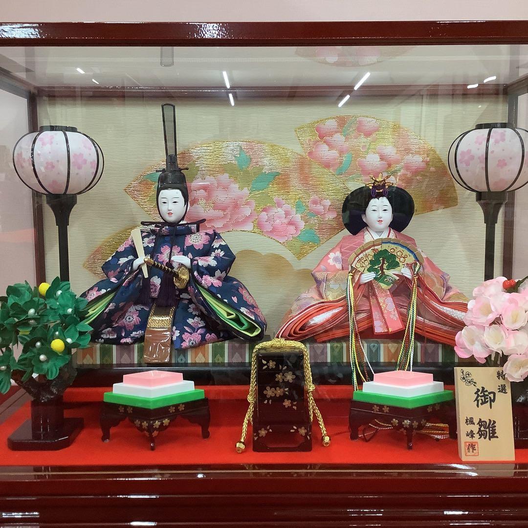 雛人形　ケース親王飾り　楓峰作　紅塗木製ケース