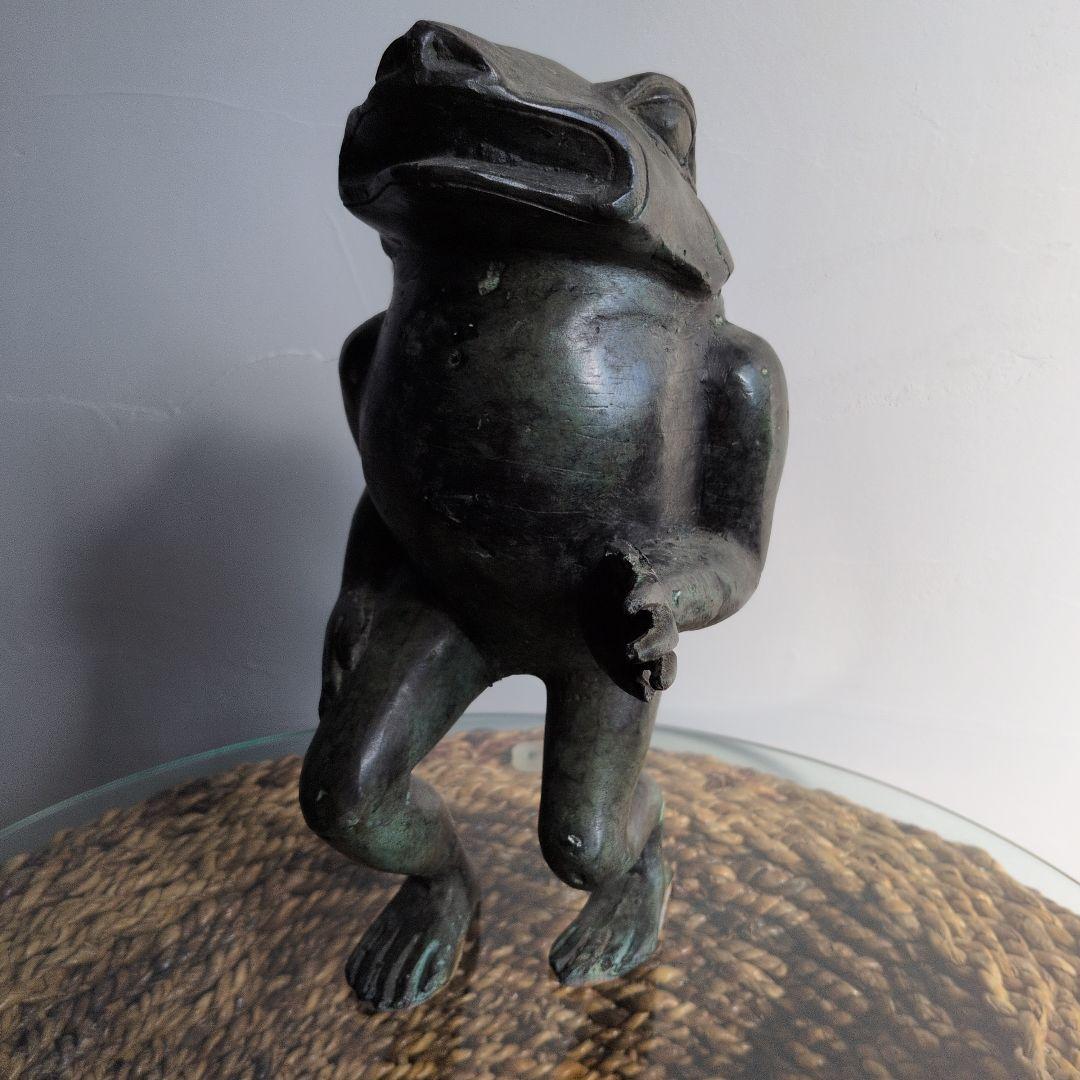 ブロンズ カエル 青胴