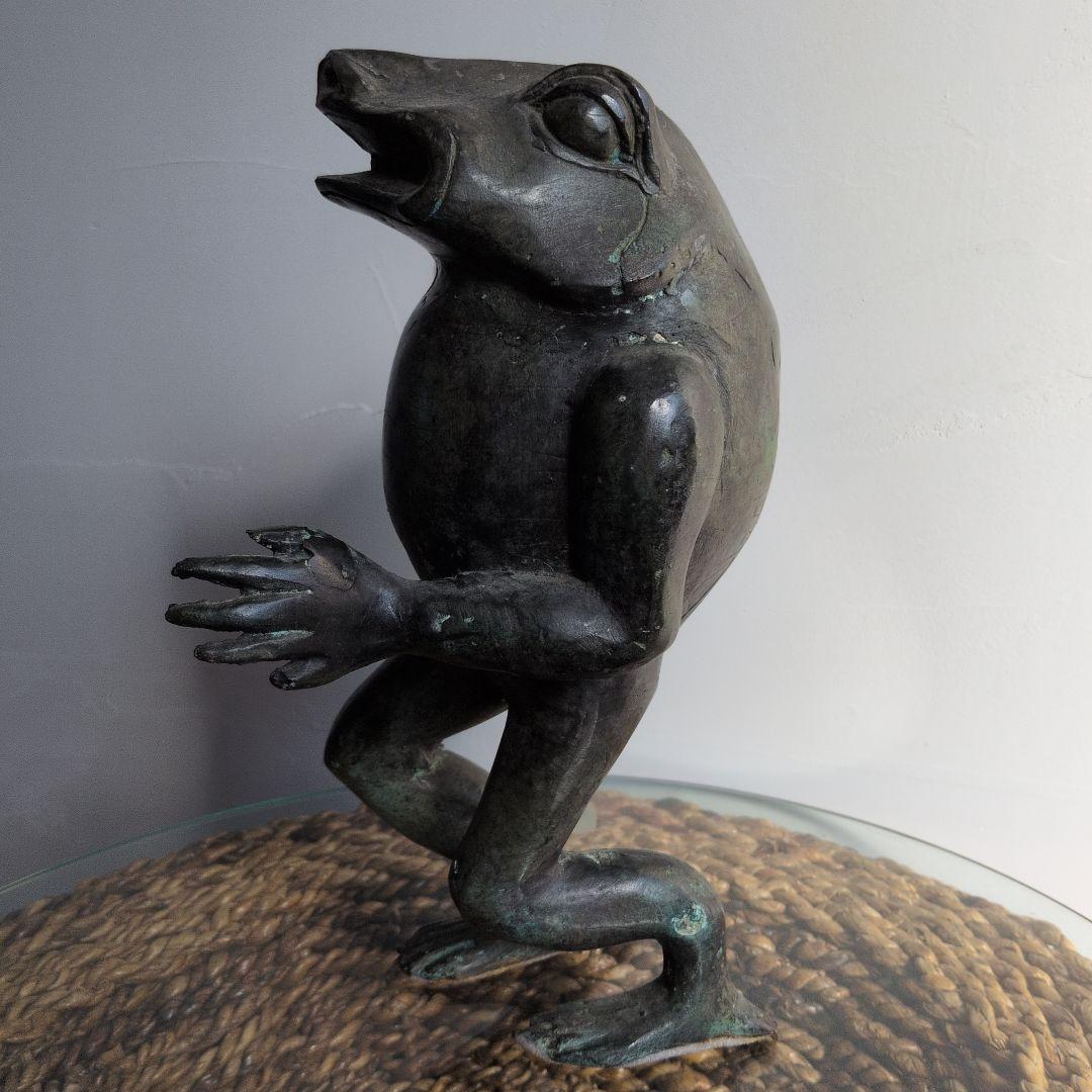 ブロンズ カエル 青胴