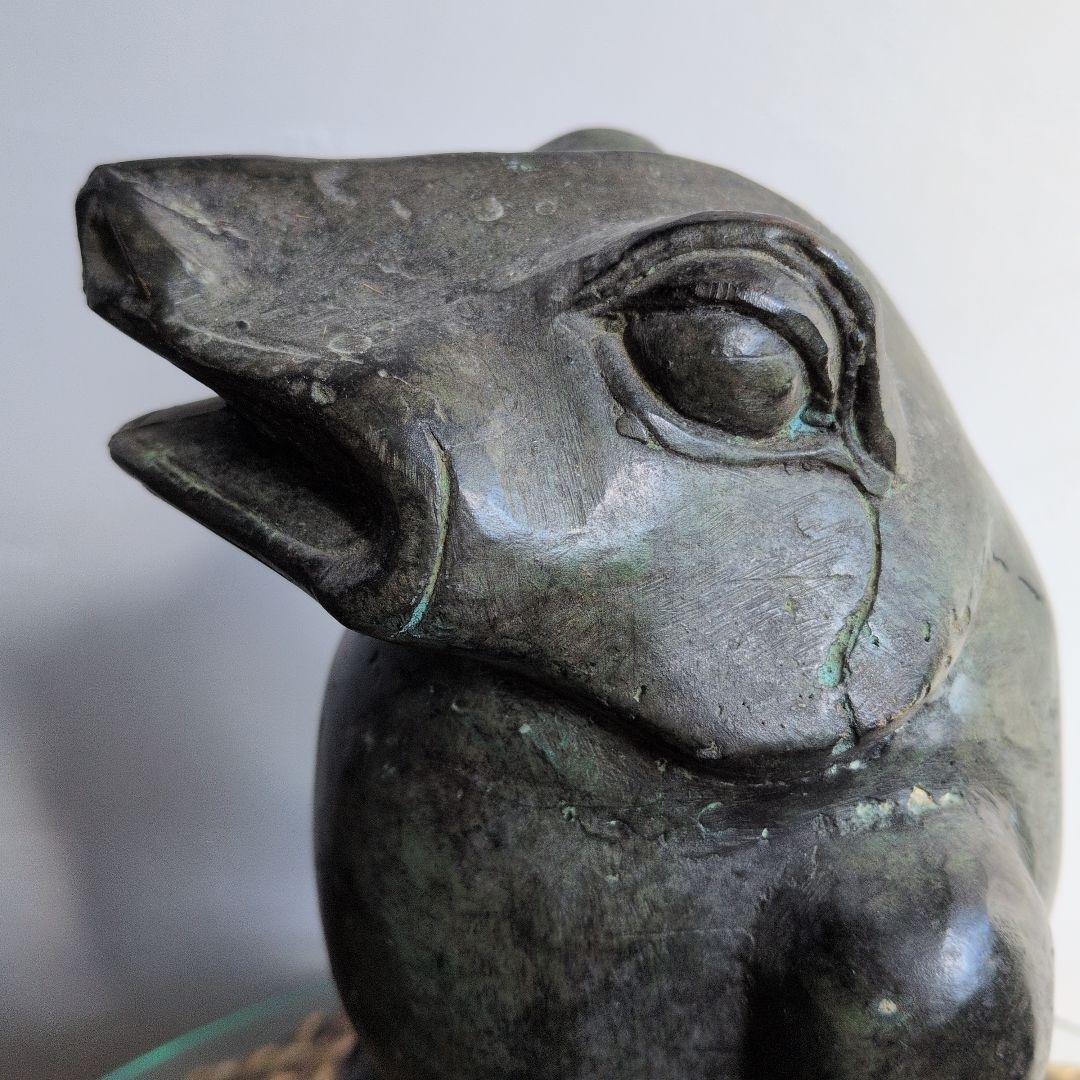 ブロンズ カエル 青胴