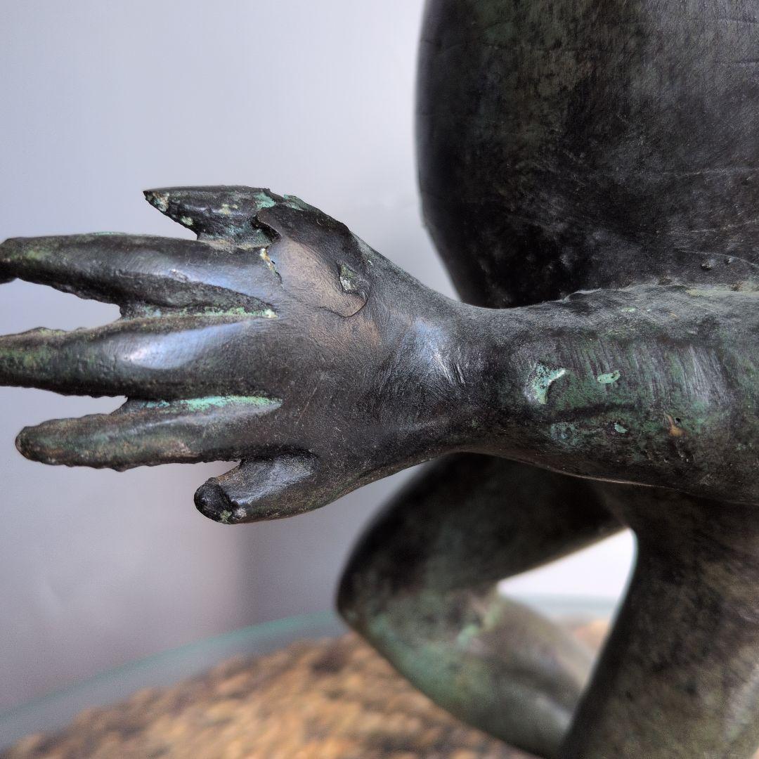 ブロンズ カエル 青胴