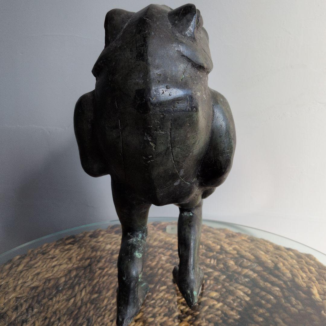 ブロンズ カエル 青胴