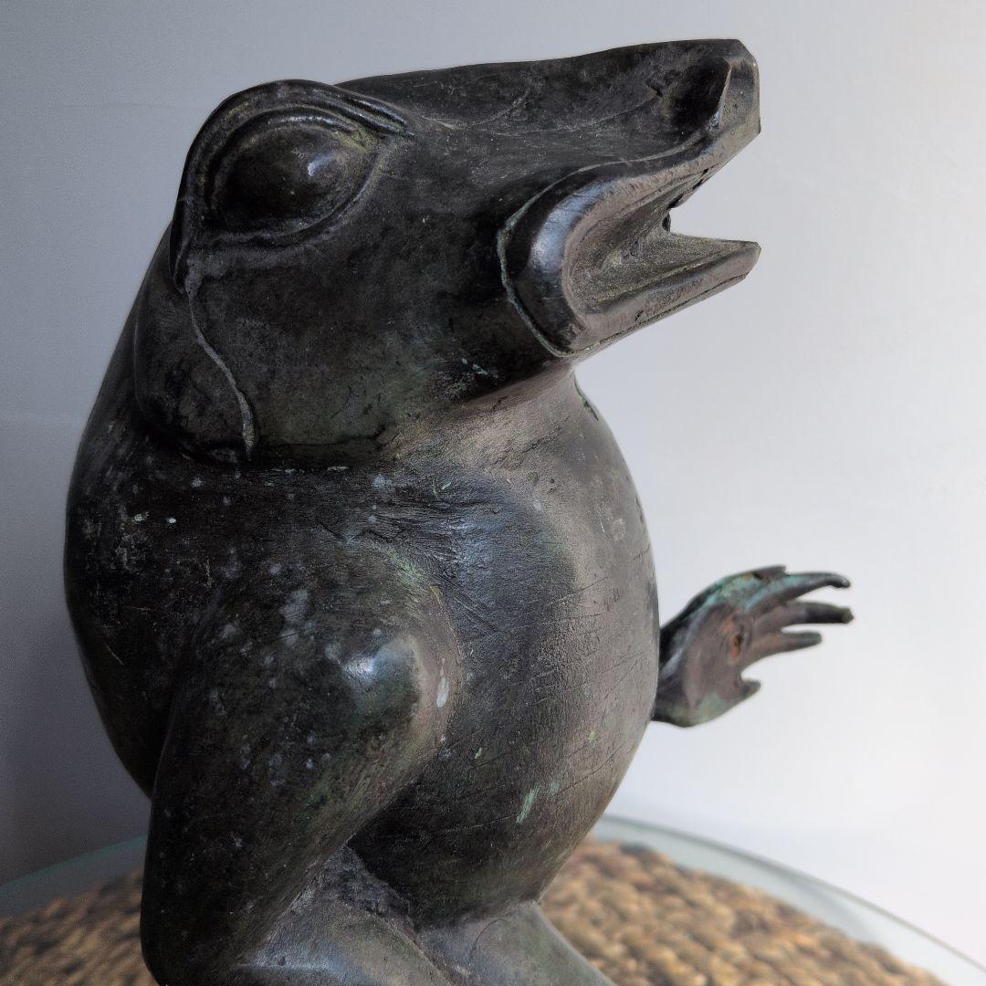 ブロンズ カエル 青胴