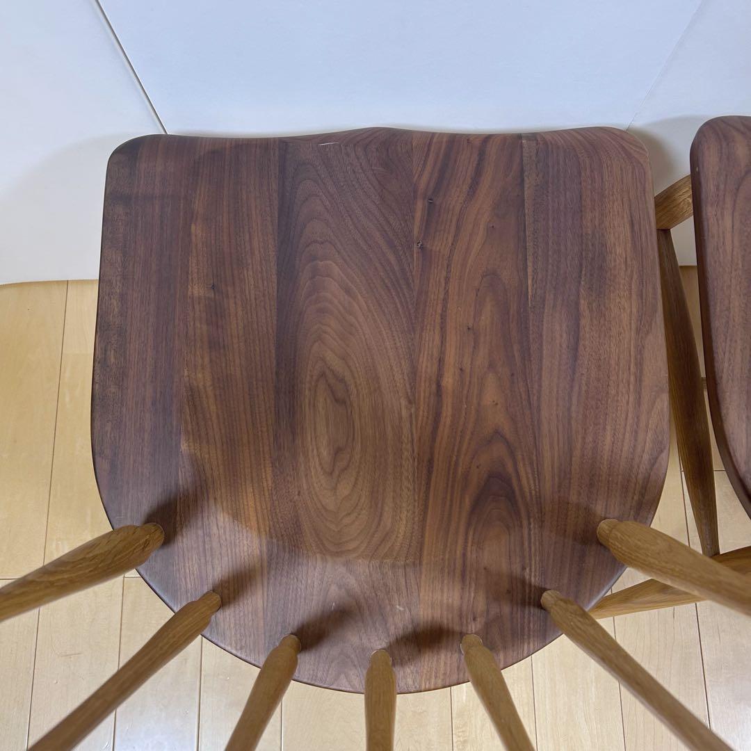 アコールチェア　ウィンザー　ウォールナット無垢　オーク無垢　座刳り加工アーコール