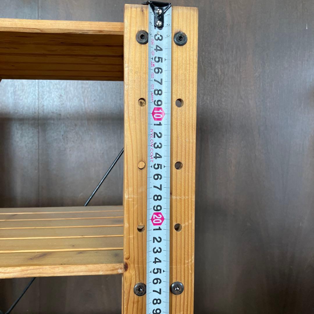 A-5 北欧レトロ 天然木 3段木製ラック ウッドシェルフ 飾り棚/多目的ラック