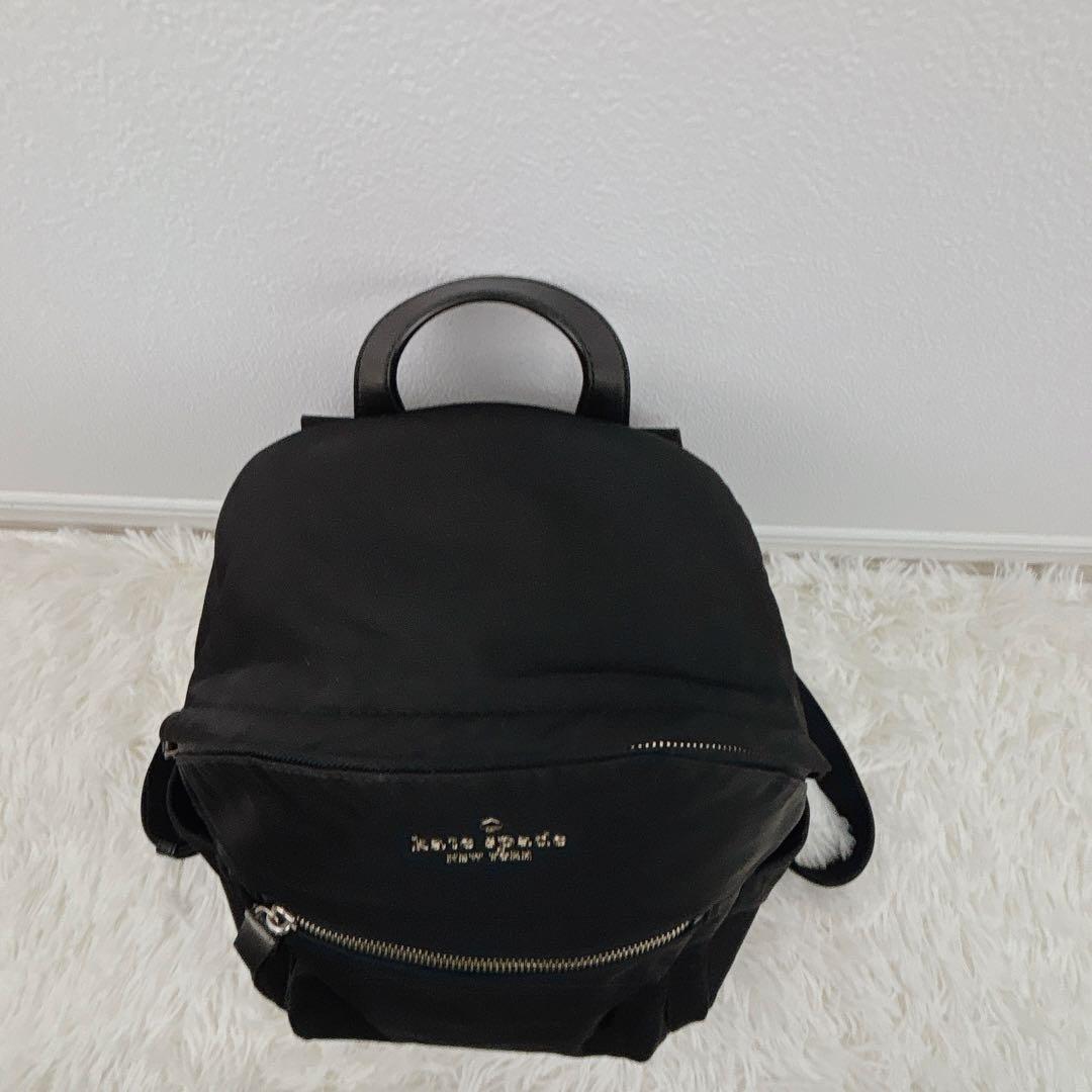美品✨kate spadeケイトスペード チェルシー黒リュック ナイロン×レザー