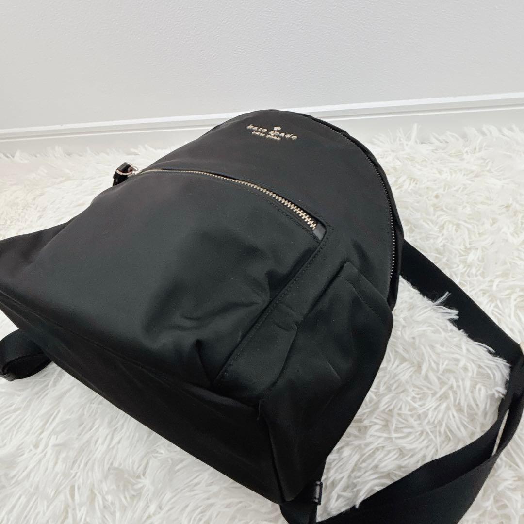 美品✨kate spadeケイトスペード チェルシー黒リュック ナイロン×レザー