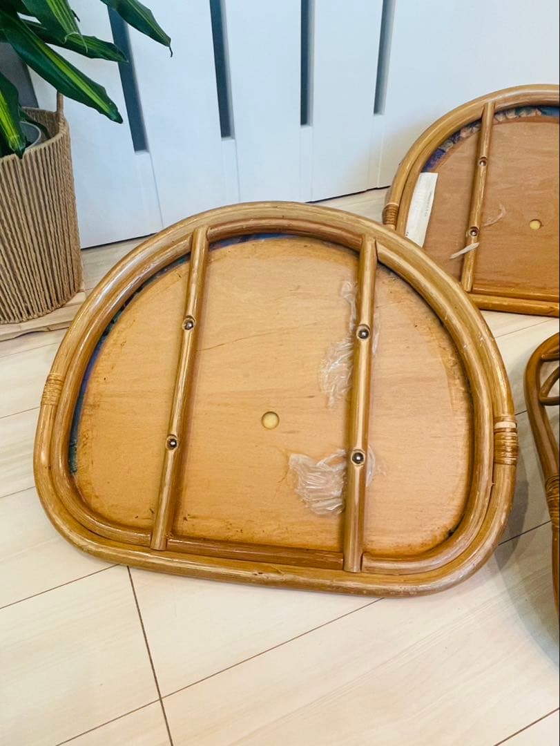 【3点セット】籐　座椅子　昭和　レトロ　和　アンティーク　ラタン