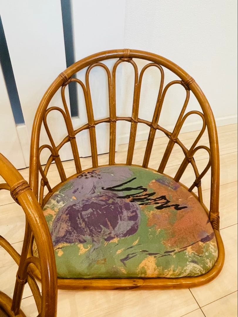 【3点セット】籐　座椅子　昭和　レトロ　和　アンティーク　ラタン