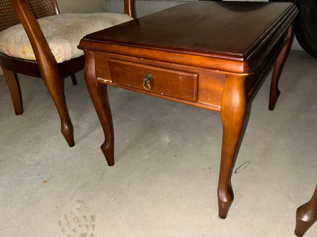 マルニ木工 80年代ビンテージ 小型テーブル、チェアーセット 引き取り限定！