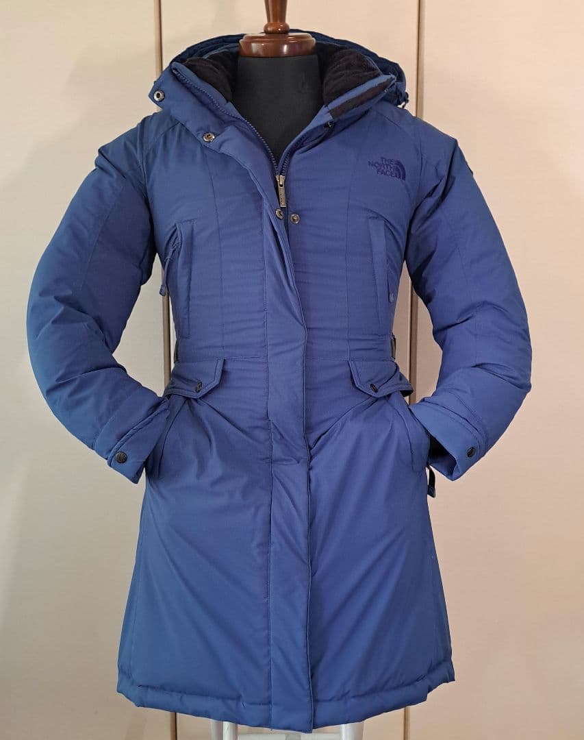 THE NORTH FACE 青レディースダウンジャケットフード付きL寸(90)