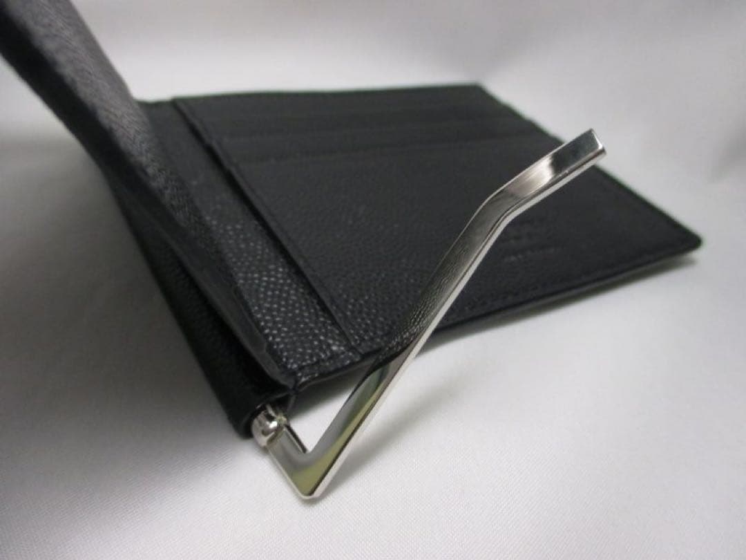 美品 サンローラン 二つ折りマネークリップ 札入れ マネークリップ 黒 革 中古