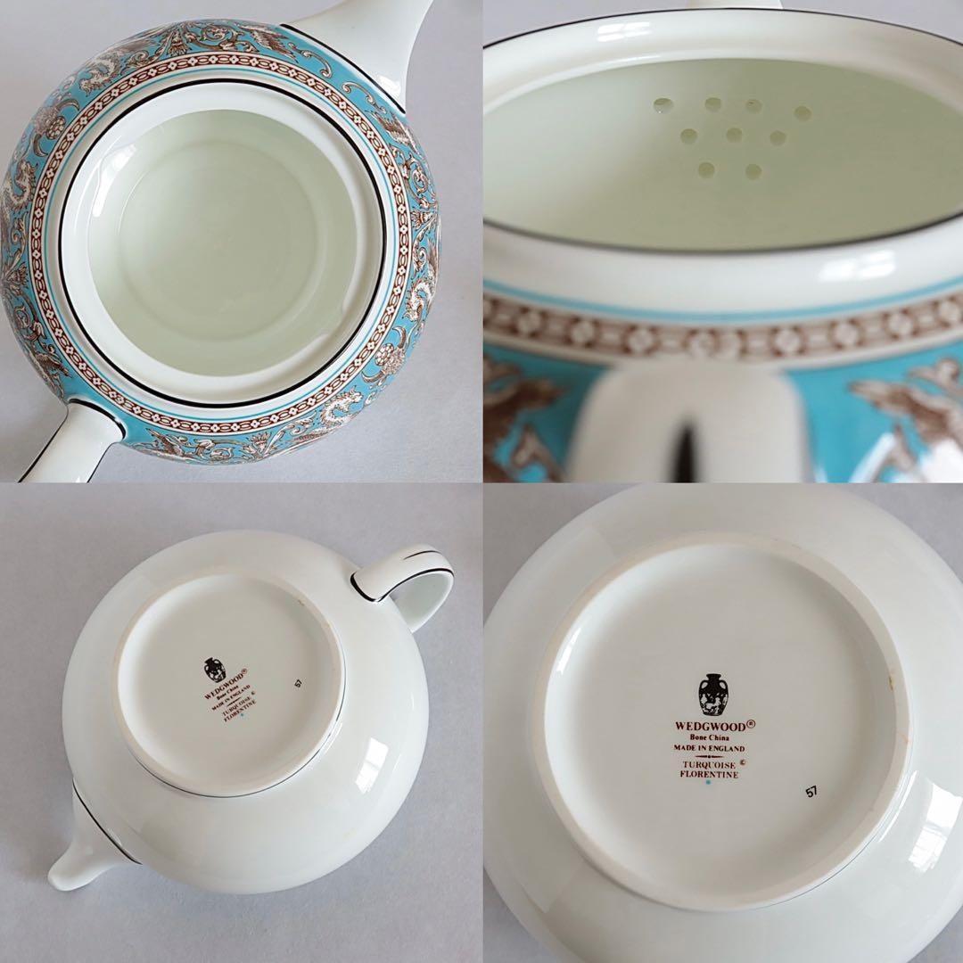 【美品】ウェッジウッド フロレンティーン ターコイズ トリオ ティーポットセット