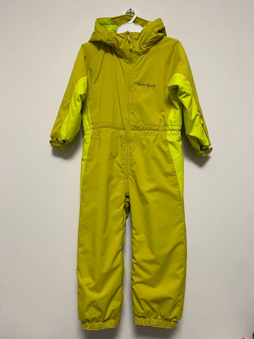Montbell スキーウェア 子ども用フード付きジャンプスーツ　明るい黄色