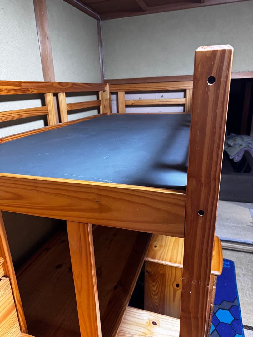 値下げ！引き取り限定！木製ロフトベッド 収納付きデスク