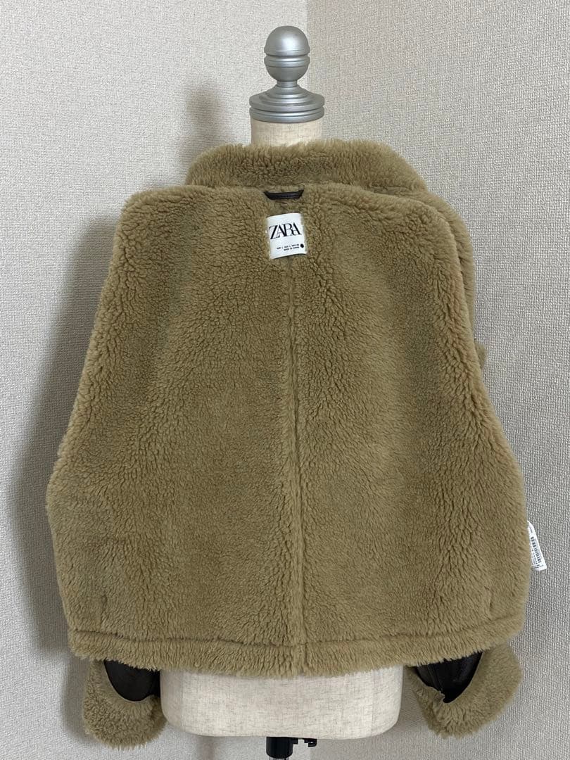 7795. 【極美品】ZARA ボア ライダースジャケット Lサイズ