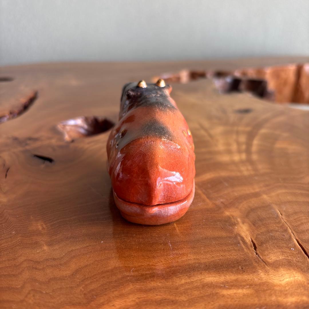 干支香合 北野天満宮司 吉村楽入造 丑年 楽焼 茶道具 共箱