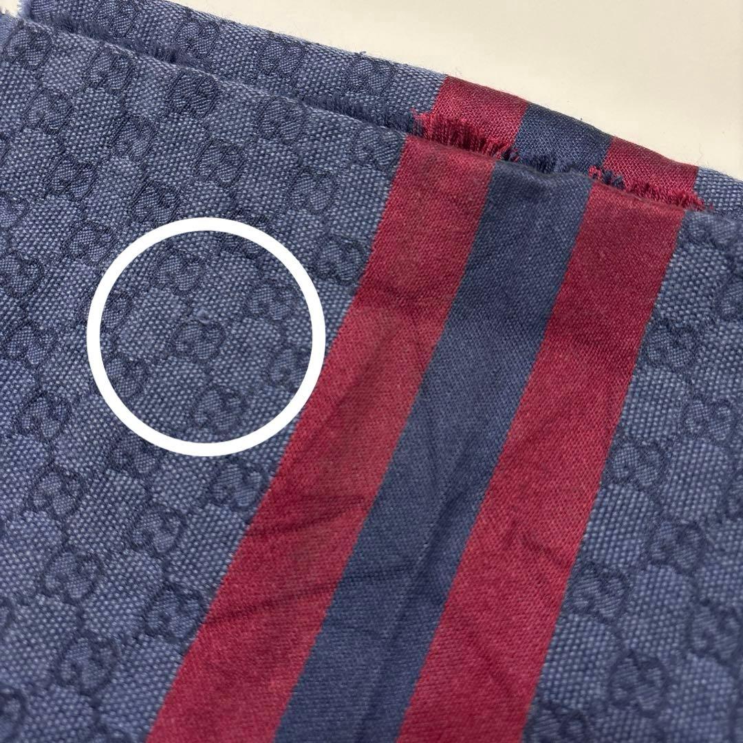 人気✨GUCCI グッチ GG柄 ネイビー レッド ストライプ マフラー