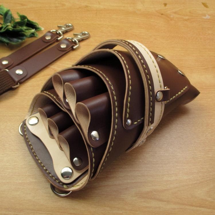 ブラウン＆ナチュラル　６丁差し　本革シザーケース　SCA-45/CBA