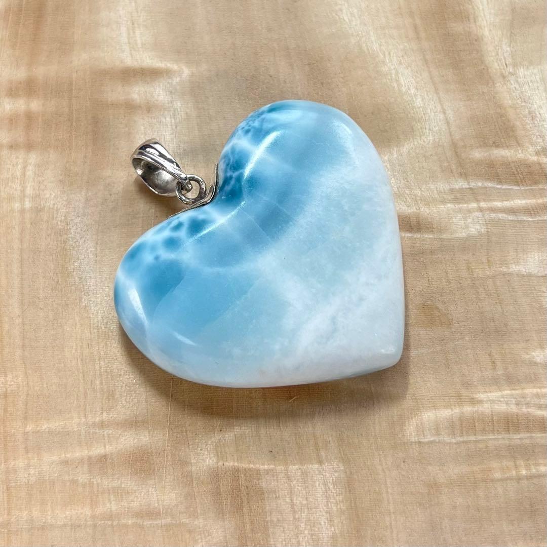 ハイクオリティ　ラリマー　可愛いハート型　ネックレス　8